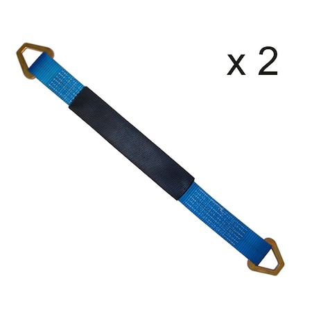 Tie 4 Safe 2" x 18" Axle Straps w/ Sleeve & D Rings, WLL: 3, 333 lbs., PK2 RT41A-18M18-BU-C-2